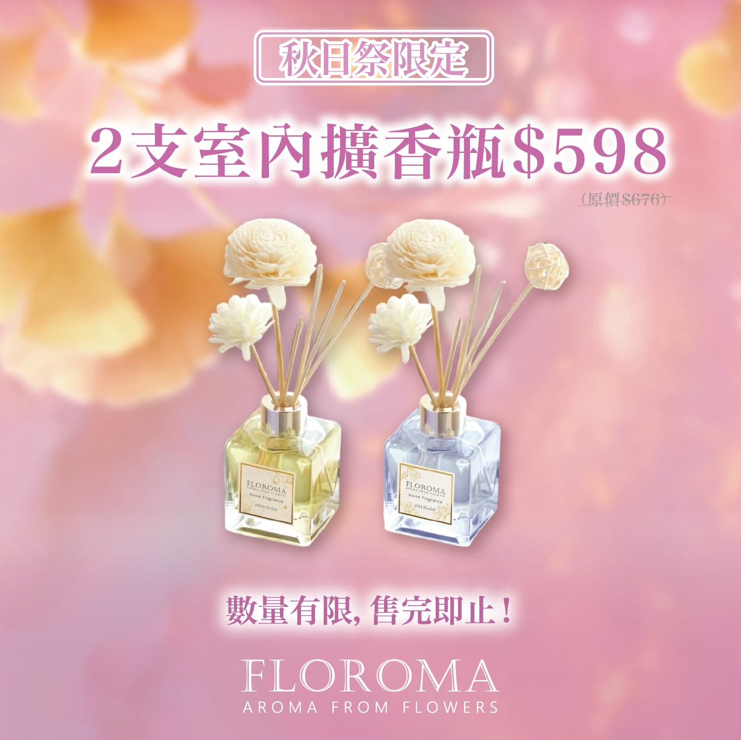 【秋日祭限定】大支裝室內擴香瓶150mL 2支套裝!免運費!