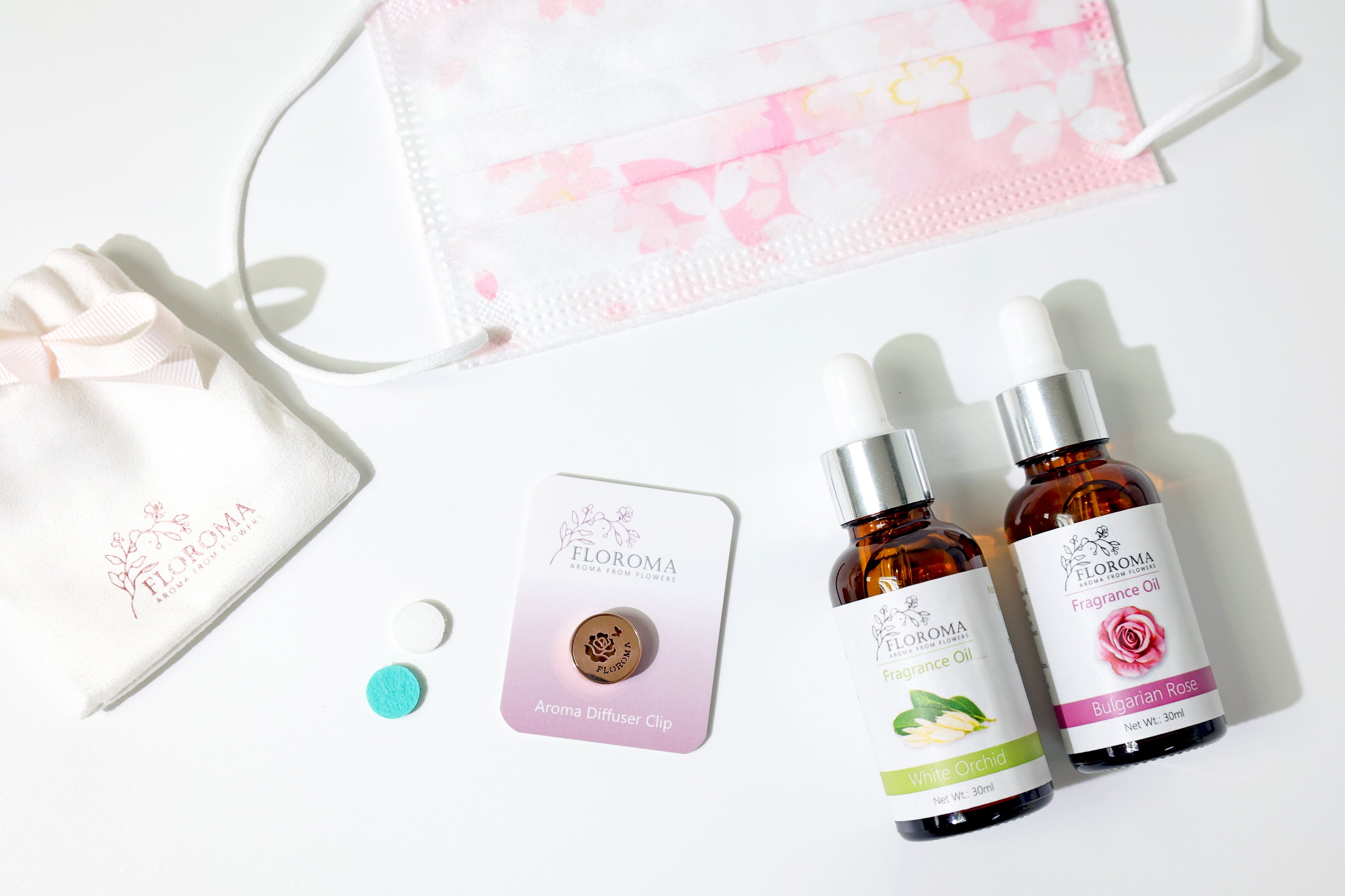 【抗疫體驗裝】$188 白蘭花香薰精油 + 口罩扣! Aroma Diffuser Clip Trial Set