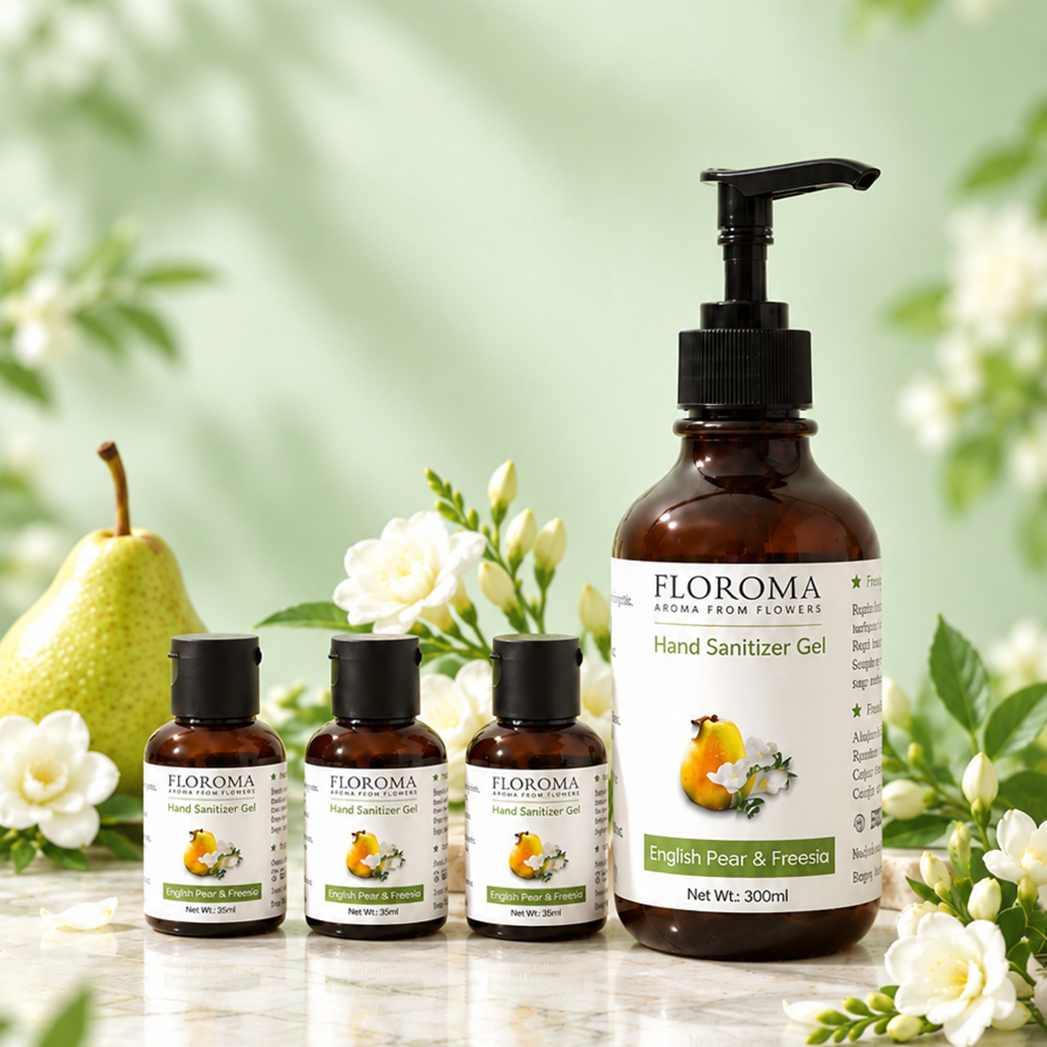【買一送三】家庭裝：英國梨與小蒼蘭納米消毒搓手液 English Pear and Freesia Hand Sanitizer Refill