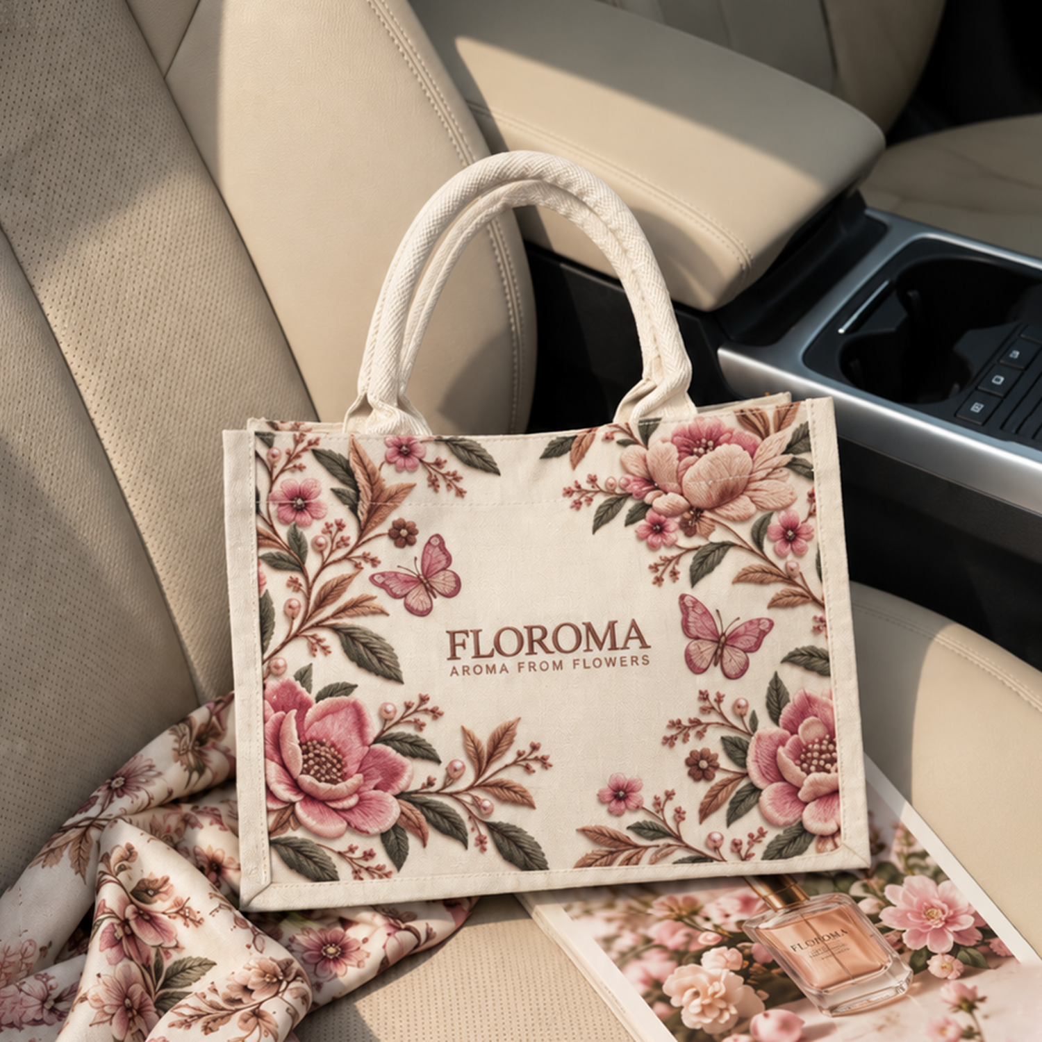 蝶舞綻放帆布托特包 Butterfly Canvas Bag