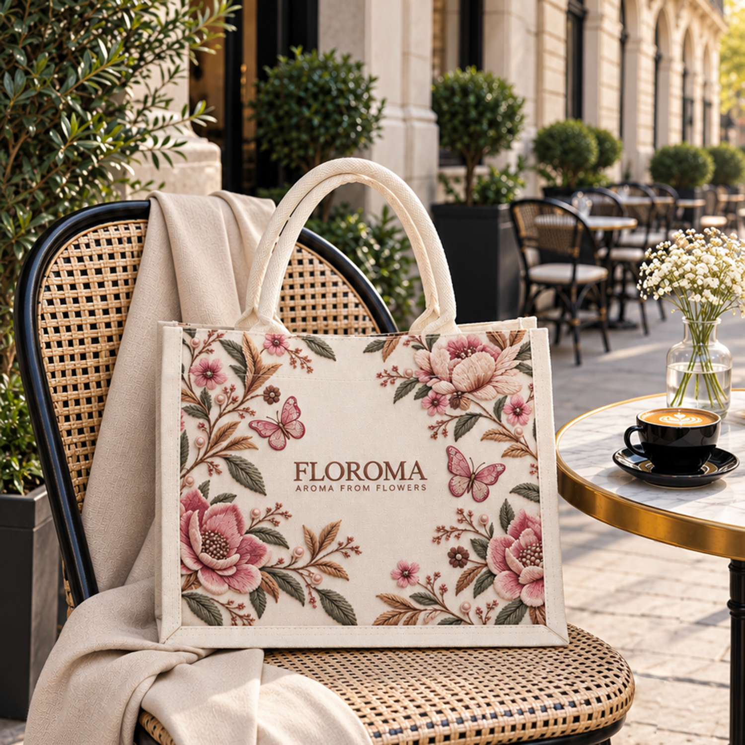蝶舞綻放帆布托特包 Butterfly Canvas Bag